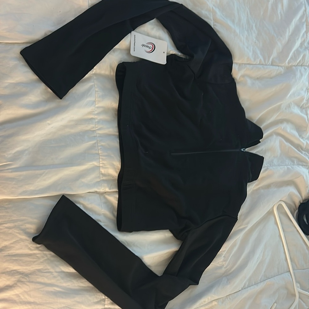 Brand new with tags, girls black crop long sleeve cheerleading undershirt